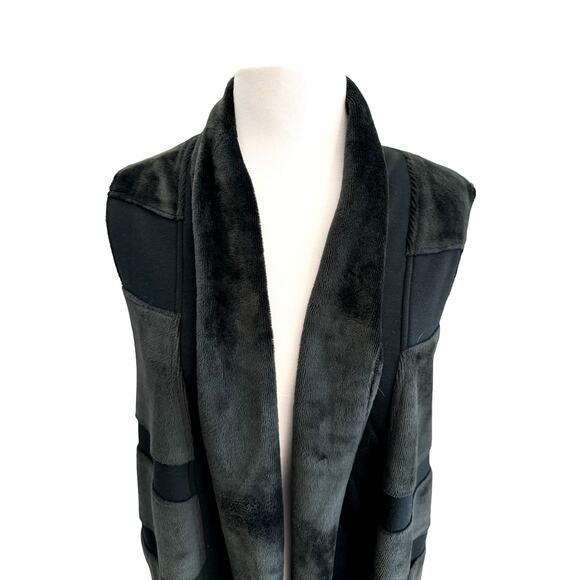 Habitat Long Line Velvet Velour Green Lagenlook Open Front Cardigan Duster L - Picture 8 of 11